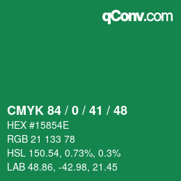 Color code: CMYK 84 / 0 / 41 / 48 | qconv.com