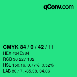 Color code: CMYK 84 / 0 / 42 / 11 | qconv.com
