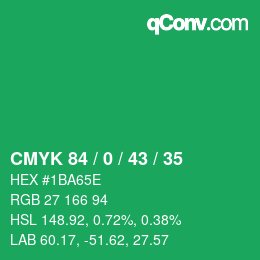 Color code: CMYK 84 / 0 / 43 / 35 | qconv.com