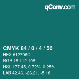 Color code: CMYK 84 / 0 / 4 / 56 | qconv.com