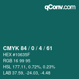 Color code: CMYK 84 / 0 / 4 / 61 | qconv.com