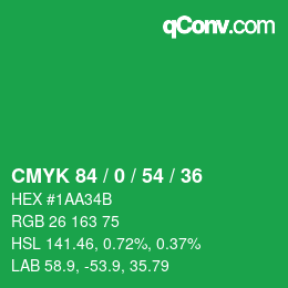 颜色代码: CMYK 84 / 0 / 54 / 36 | qconv.com