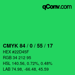 Color code: CMYK 84 / 0 / 55 / 17 | qconv.com