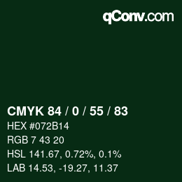 Color code: CMYK 84 / 0 / 55 / 83 | qconv.com