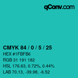 Color code: CMYK 84 / 0 / 5 / 25 | qconv.com