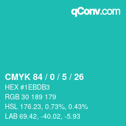 Código de color: CMYK 84 / 0 / 5 / 26 | qconv.com