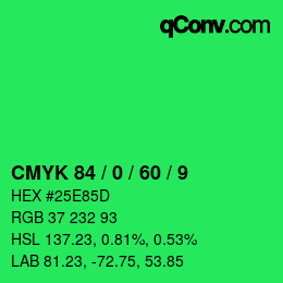 Color code: CMYK 84 / 0 / 60 / 9 | qconv.com