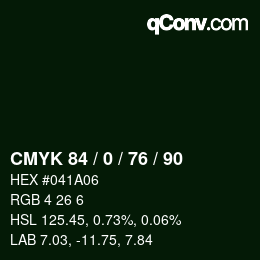 Color code: CMYK 84 / 0 / 76 / 90 | qconv.com