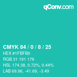 Color code: CMYK 84 / 0 / 8 / 25 | qconv.com