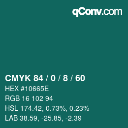 颜色代码: CMYK 84 / 0 / 8 / 60 | qconv.com