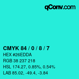 Color code: CMYK 84 / 0 / 8 / 7 | qconv.com