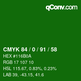 Color code: CMYK 84 / 0 / 91 / 58 | qconv.com
