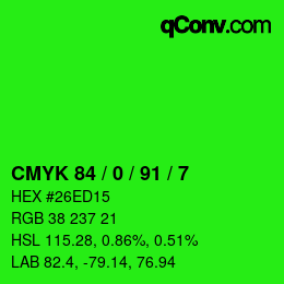 颜色代码: CMYK 84 / 0 / 91 / 7 | qconv.com