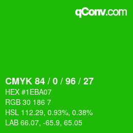 Color code: CMYK 84 / 0 / 96 / 27 | qconv.com