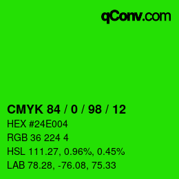Color code: CMYK 84 / 0 / 98 / 12 | qconv.com