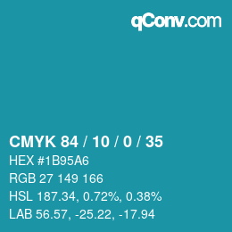 Color code: CMYK 84 / 10 / 0 / 35 | qconv.com