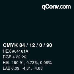 Color code: CMYK 84 / 12 / 0 / 90 | qconv.com