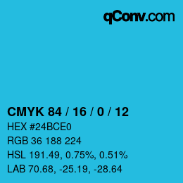 Color code: CMYK 84 / 16 / 0 / 12 | qconv.com
