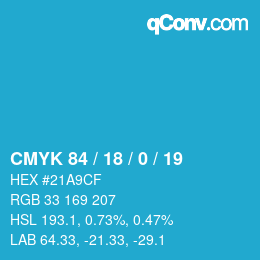 颜色代码: CMYK 84 / 18 / 0 / 19 | qconv.com