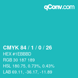 Color code: CMYK 84 / 1 / 0 / 26 | qconv.com