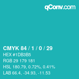 カラーコード: CMYK 84 / 1 / 0 / 29 | qconv.com