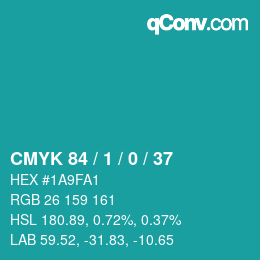Color code: CMYK 84 / 1 / 0 / 37 | qconv.com