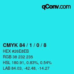 Color code: CMYK 84 / 1 / 0 / 8 | qconv.com