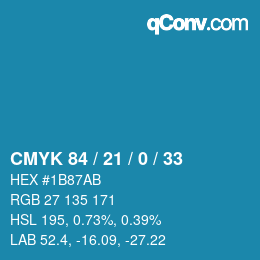 Color code: CMYK 84 / 21 / 0 / 33 | qconv.com