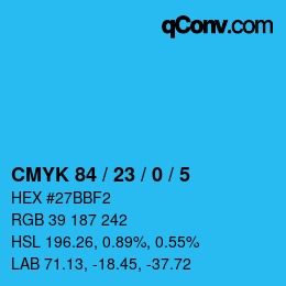 Color code: CMYK 84 / 23 / 0 / 5 | qconv.com