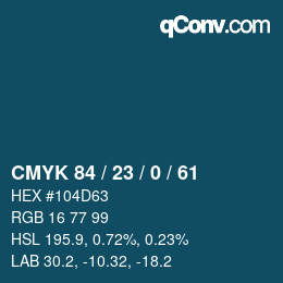 Color code: CMYK 84 / 23 / 0 / 61 | qconv.com