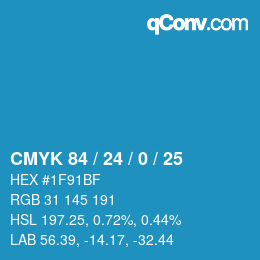 カラーコード: CMYK 84 / 24 / 0 / 25 | qconv.com