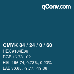 Color code: CMYK 84 / 24 / 0 / 60 | qconv.com