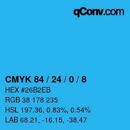 Color code: CMYK 84 / 24 / 0 / 8 | qconv.com