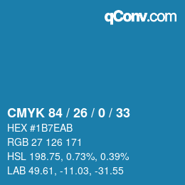 颜色代码: CMYK 84 / 26 / 0 / 33 | qconv.com