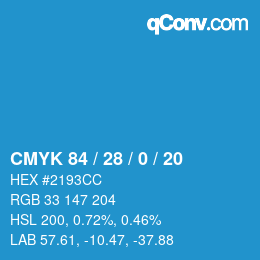 Color code: CMYK 84 / 28 / 0 / 20 | qconv.com