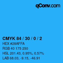 Código de color: CMYK 84 / 30 / 0 / 2 | qconv.com