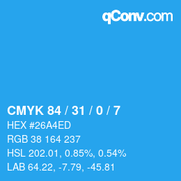 Farbcode: CMYK 84 / 31 / 0 / 7 | qconv.com