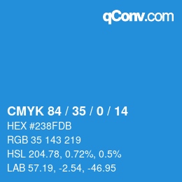 颜色代码: CMYK 84 / 35 / 0 / 14 | qconv.com