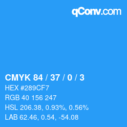 颜色代码: CMYK 84 / 37 / 0 / 3 | qconv.com