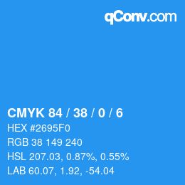 颜色代码: CMYK 84 / 38 / 0 / 6 | qconv.com