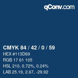 Code couleur: CMYK 84 / 42 / 0 / 59 | qconv.com