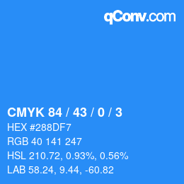 颜色代码: CMYK 84 / 43 / 0 / 3 | qconv.com