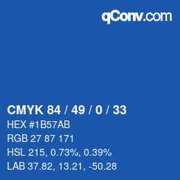 カラーコード: CMYK 84 / 49 / 0 / 33 | qconv.com