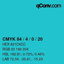 Color code: CMYK 84 / 4 / 0 / 20 | qconv.com