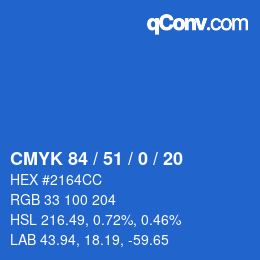 Color code: CMYK 84 / 51 / 0 / 20 | qconv.com