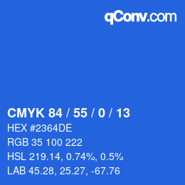 颜色代码: CMYK 84 / 55 / 0 / 13 | qconv.com