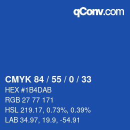 颜色代码: CMYK 84 / 55 / 0 / 33 | qconv.com