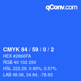 カラーコード: CMYK 84 / 59 / 0 / 2 | qconv.com