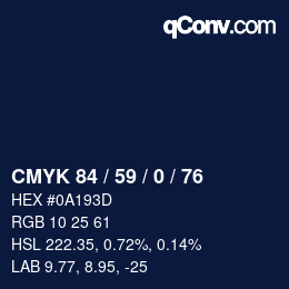 Código de color: CMYK 84 / 59 / 0 / 76 | qconv.com