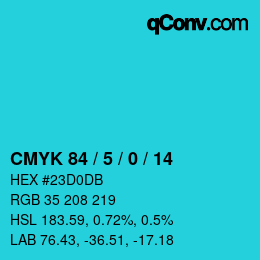 Color code: CMYK 84 / 5 / 0 / 14 | qconv.com